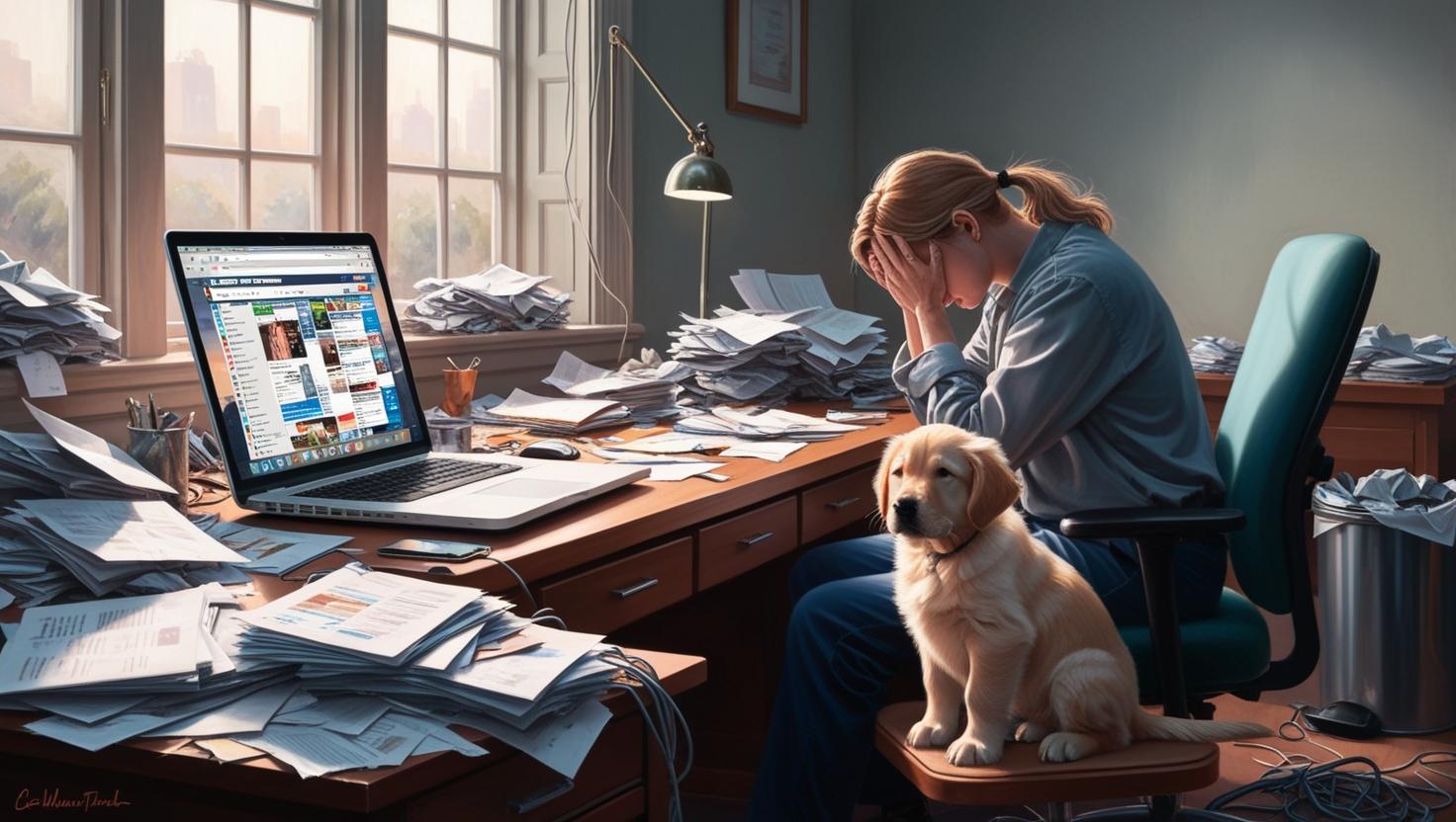 Stressed pet parent trying to navigate travel requirements